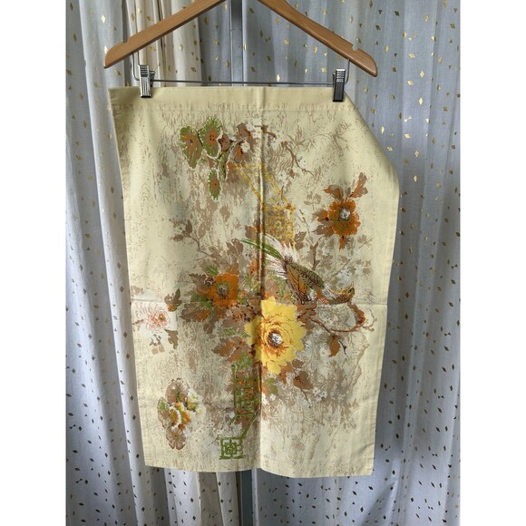 Vintage 70s Orange Yellow Floral Standard Pillowcases Set Of 2 - Picture 2 of 6